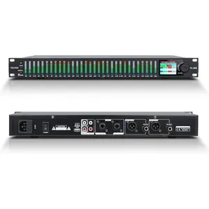 FX-888 Dual channel synchronized control 31-Band Digital equalizer Stereo Graphic EQ Noise Reduction Each segment with LED Spectrum Display Operation Content display large screen.