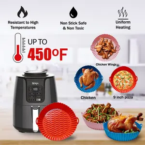 3-Pack Air Fryer Silicone liners, 7.5 Inch AirFryer Basket, Reusable Air Fryer Liner, Food Grade Accessories, Replacement of Parchment Liners, No Need to Clean the Fryer(For 3 to 4QT)