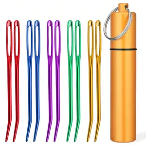 10pcs Yarn Needles Set, Knitting & Crochet Hooks, Large-Eye Sewing Needle Tools, Aluminum Storage Box Included, Ideal for Crafting Projects