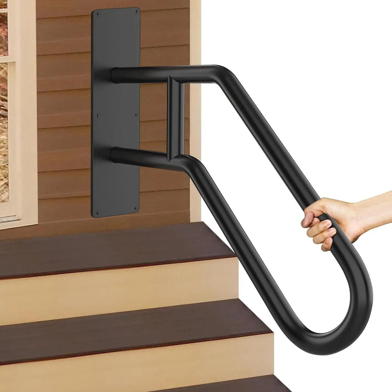 U-Shaped Stainless Steel Stair Handrail Bar - Easy-Install, All-Weather Non-Slip Railing for Outdoor Steps, Elderly-Friendly Home Safety Hardware Accessory