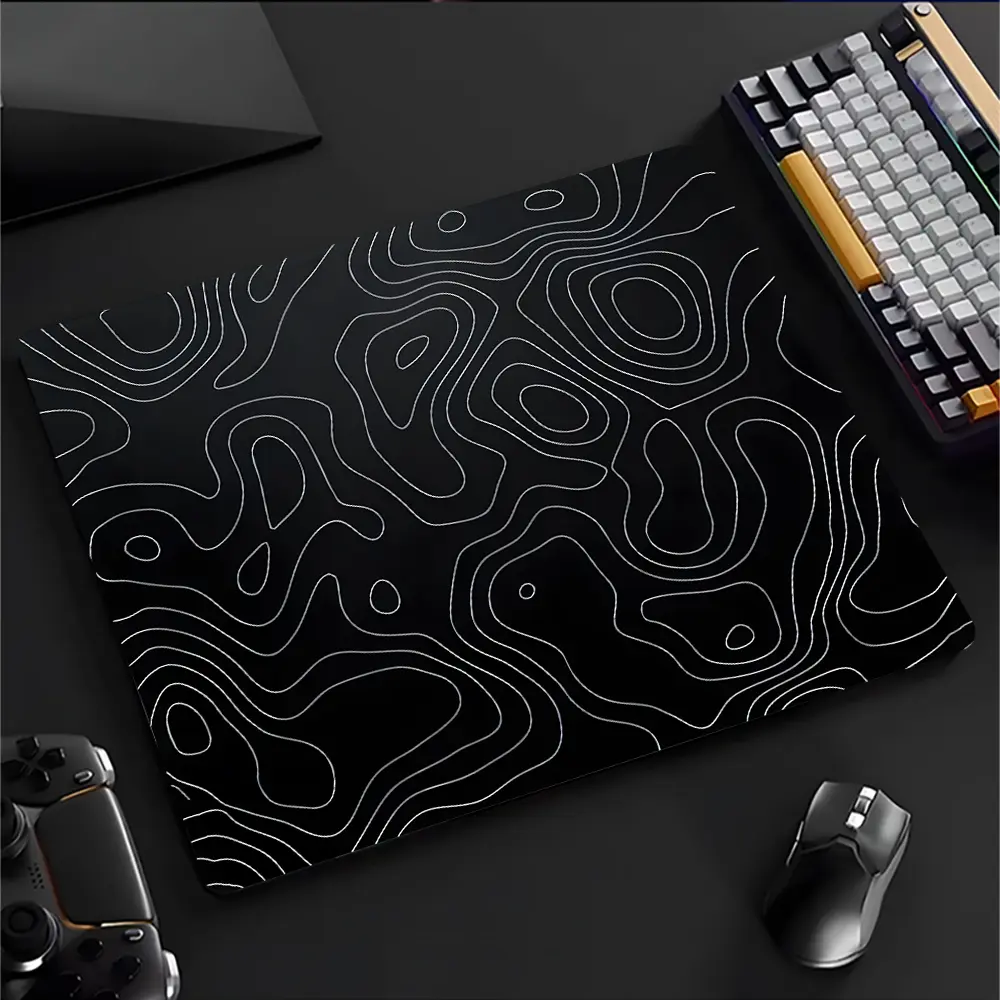 Black White Minimalist design Large Gaming Glass Mouse Pad, Reinforced Glass, Waterproof Washable Smooth Hard Desk Mat, Desktop Accessory, Ideal Gift for Family Friend, Computer Desk Accessories, Office Accessories