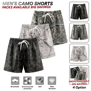 Men’s Hunting Camo Shorts, 5” Inseam, Quick Dry, Soft & Breathable Men’s Shorts – 1 Pack or 3 Pack Basic
