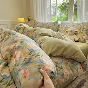 4pcs Cute 4-piece bed set, including bedsheet, lightweight 4-piece bed set, quilt set, suitable for bedroom, dormitory, guest room Includes 1*duvet cover + 1*Flat Sheet + 2*Pillowcases,no core, Soft Bedding Sets