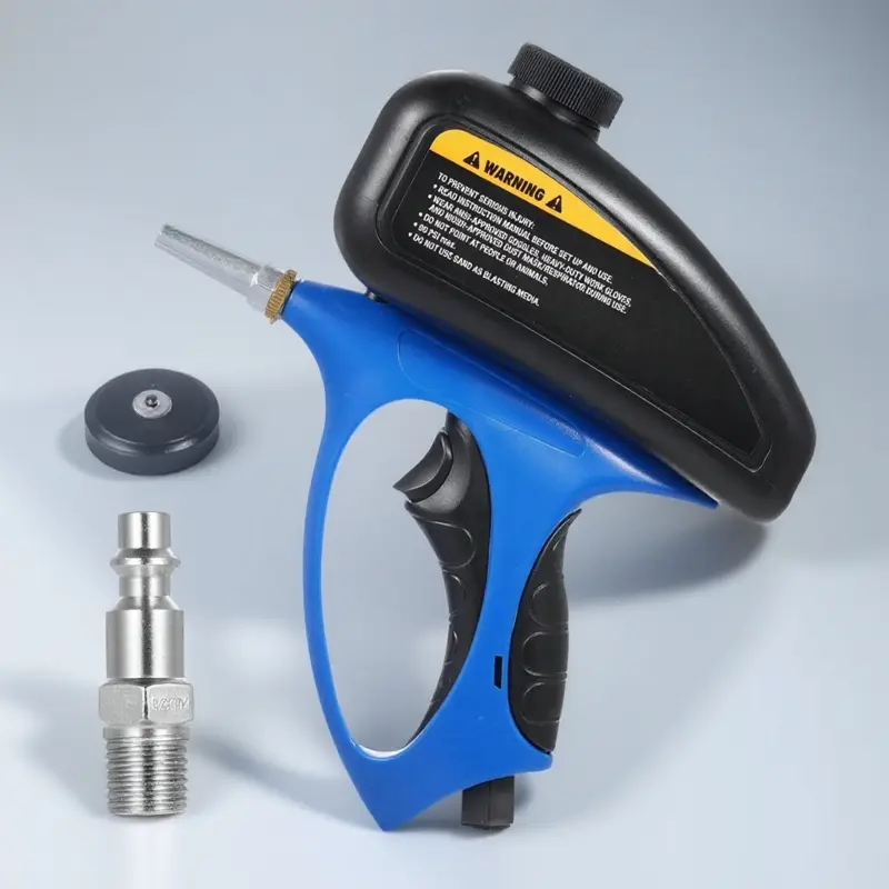 Dual Mode Gravity Feed Sandblaster Gun | Industrial Tungsten Nozzle for Rust & Paint Removal | Metal Wood Concrete Surface Cleaner | Portable High Pressure Blasting for Auto Repair & Construction