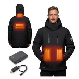 HardShell Heated Jacket Men Women｜Power Bank Compatible｜Electric Ski Jacket Battery Pack, Heated Coat Hoodie Warm