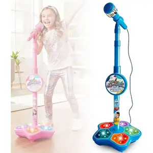 2026 Kids Microphone Toy with Adjustable Stand – Singing Toy with Colorful LED Lights & Music Effects, Fun Karaoke Microphone for Birthday Parties, Pretend Play Performance Toy for Toddlers & Kids, Indoor Entertainment Gift, Cute Valentine’s Day Gift for