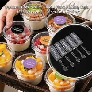 Reusable Cake Cups with Lids, Durable Yogurt Cups, Transparent Dessert Cups, Ideal for Cakes, Mousse, Cupcakes, Ice Cream