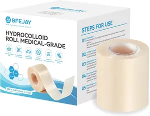 VeoCare Large Flexible Hydrocolloid Bandage Roll, Medical-Grade Hydrocolloid Roll with Self-Adhesive, Ultra Absorbent, Flexible & Waterproof, Cut-To-Size First Aid Kit Essential (2In*4.8Ft) BFEJAY
