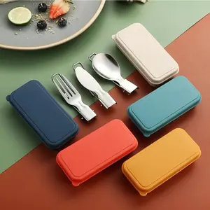 3-Piece Portable Outdoor Cutlery Set, Stainless Steel Spoon Fork Knife Travel Utensils for Camping and Picnics, Foldable and Lightweight Dining Set, Outdoor Fun Utensils, Cutlery Utensil Sets