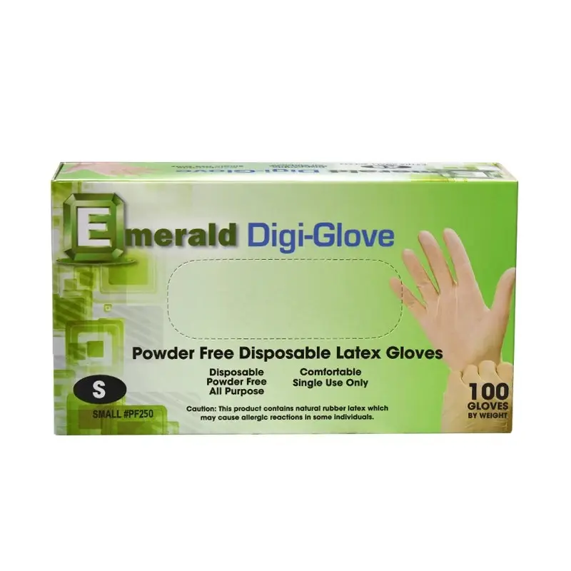 Emerald Digi-Glove Small RFP250 Powder-Free Disposable Latex Gloves, 100-Count Comfortable Single-Use Work Safety Gear for Home Improvement & Security Tasks