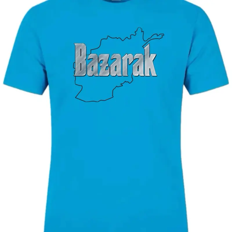 Bazarak Afghanistan Map Design T-Shirt in Blue Color Ign