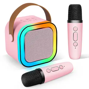 Mini Karaoke Machine for Kids Adults (6 Magic Voices) with 14K Songs Portable Mini Karaoke Machine with 2 Wireless Microphones for Birthday Gifts Toys for Girls Ages 3-12+ Toddler, Pink