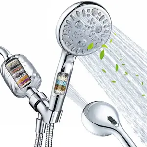 Filter Shower Set, Rainfall Handheld Shower, 24 Level Filter, 99% Remove Chlorine and Limescale, Improve Skin and Hair Quality, 8 Function, 70 Inch Hose, Shower Head Filter