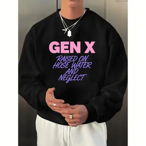 Made In USA, Gen X Raised On Hose Water Neglect Unisex Sweater, Humorous Childhood Graphic Sweatshirt, Casual Retro Sarcasm Style, Long Sleeve Everyday Wear, Nostalgia Gift