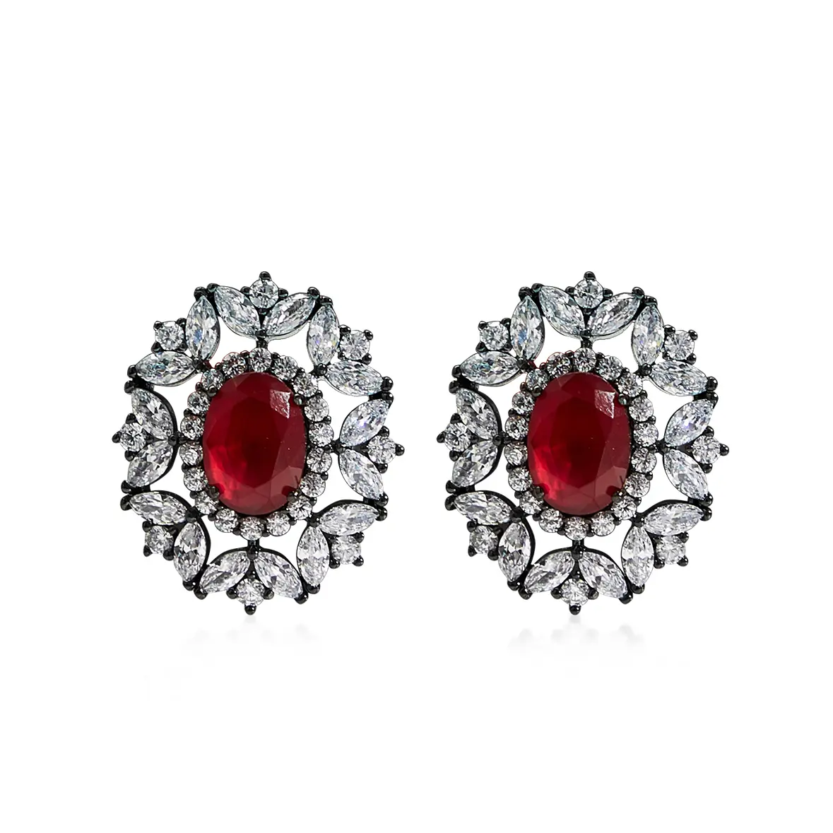 Elegant Halo Ruby Gemstone Stud Earrings for Adults, Lightweight Jewelry for Work, Date Night & Anniversary Gifts, Gifting Someone Special, Lightweight & Comfy, Gift-Ready Packaging