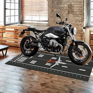 1pc Sporty Simple Durable Motorcycle Mat Long Rug for Garage Living Room Motorcycle Decoration, Indoor Carpet, Easy Storage