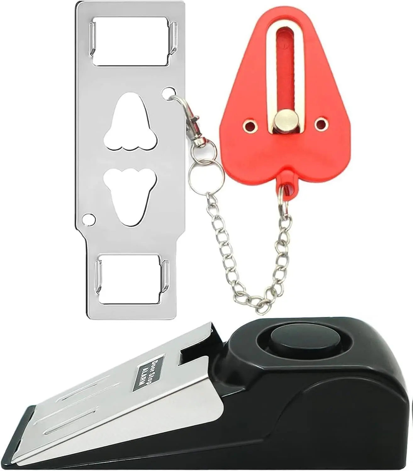 Portable Door Lock & Door Stop Alarm Set, Dual Protection Home Security Door Kit, Travel Hotel Door Lock Devices Pocket Self Defensey Tools for Traveling Hotel Home Apartment,Red