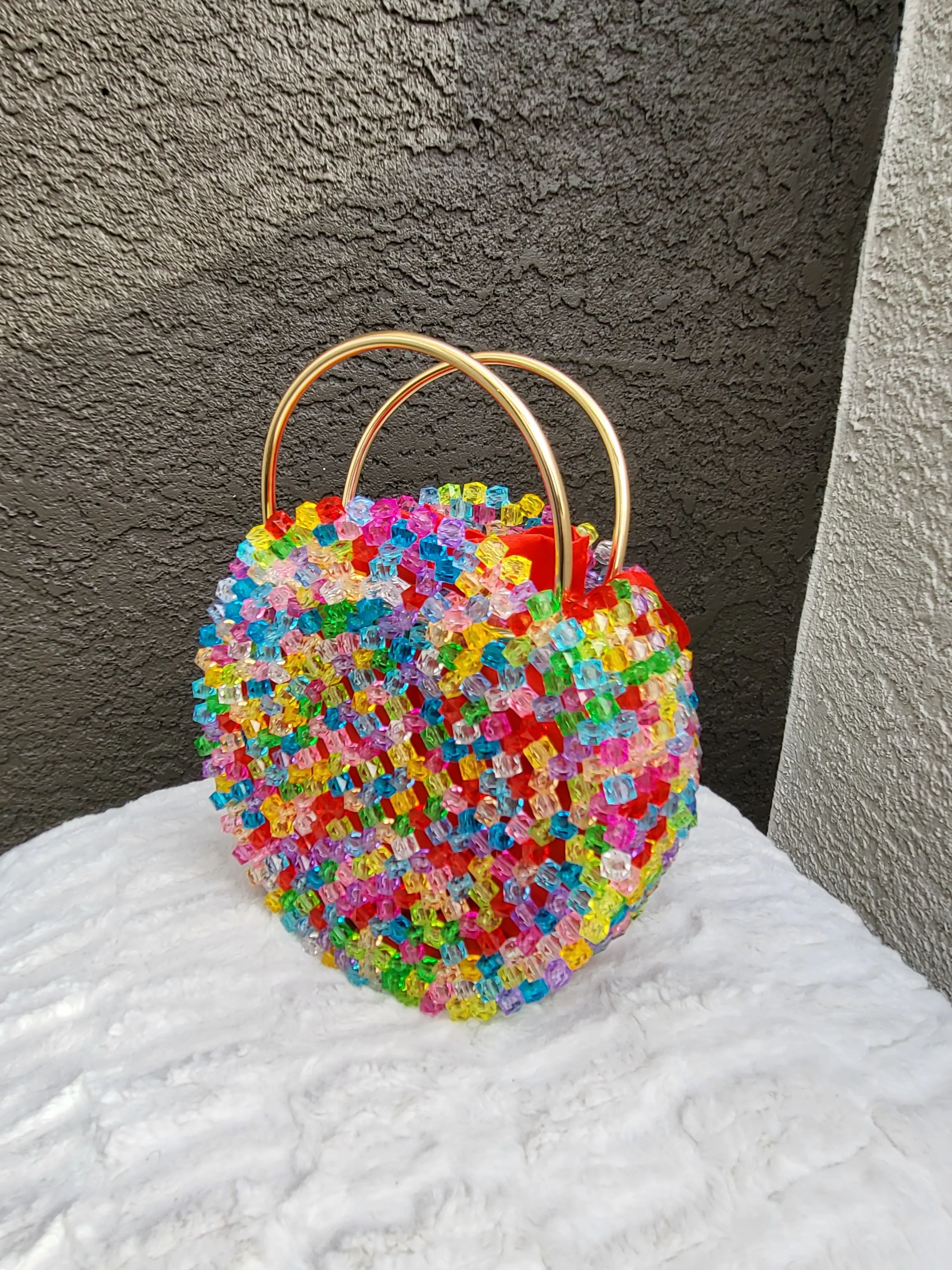 Mini sugar-beaded purse