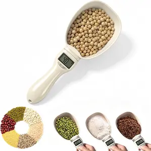 Digital Measuring Spoon Scale, Electronic Kitchen Measuring Spoon Scale, 800g/0.1g High Precision Kitchen Gadget with 5 Units Conversion, Removable Scoop for Cooking, Baking, Pet Food,1PC,Beige outdoorfun