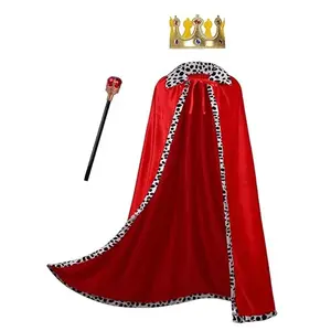 New(New) CHENGDEFA Adult King Costume 3PCS Set - Velvet Robe, Fur Cape, Crown & Scepter, Polyester, for Mardi Gras, Renaissance, Birthday, with Ties (Sports & Outdoor Clothing Set)
