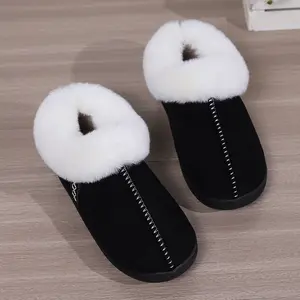 Slippers for Women House Shoes Comfy Memory Foam Slippers with Fuzzy Faux Fur Collar Non-skid Rubber Sole Indoor/Outdoor