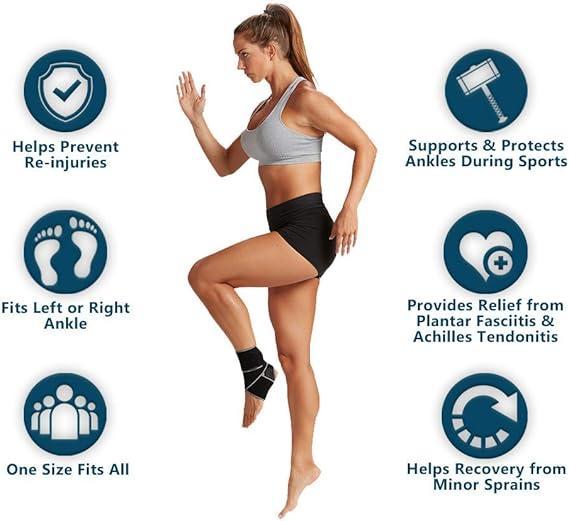 ComfiLife Ankle Brace for Men & Women, Orthopedic Brace - Adjustable Compression Wrap, Ankle Sleeve for Plantar Fasciitis, Tendinitis, Sprain, Swelling, Minor Sprains, Sports, Breathable, One Size