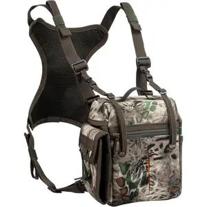 Binocular Harness Chest Pack, Camouflage Bino Bag with Detachable Rangefinder Pouch and Adjustable Strap for Field Observation