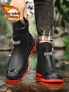 Winter Couple's Fleece-lined Rain Boots, Plus Size, Thick Sole, Waterproof, Non-slip, Comfortable, Suitable for Kitchen Work/outdoor Fishing.