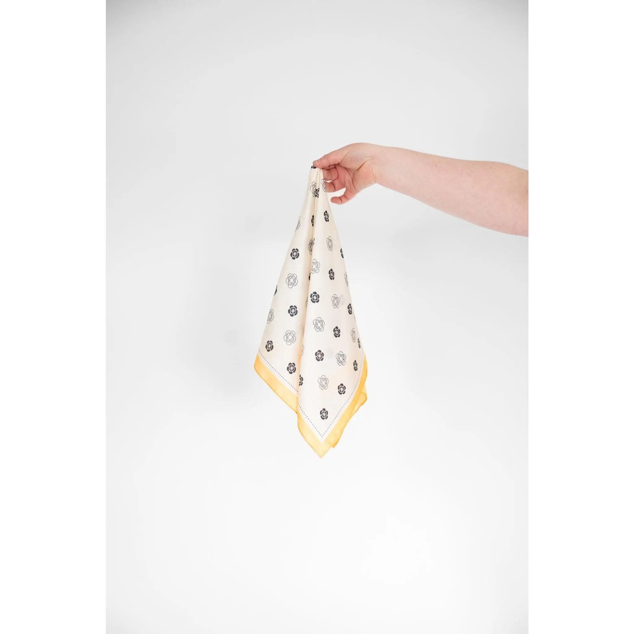 Italian Countryside Floral Silk-Feel Square Scarf - Luxe Neutral Bandana, Decorative Neckerchiefs, Bandana Headwrap, Blooming Design, Drape Style, Fabric Print, Floral Decorative Neckerchiefs, Bandana Headwrap Neckerchiefs