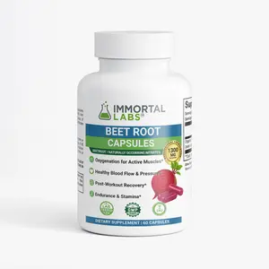 IMMORTAL LABS Organic Beetroot 60 vegan Capsules 1300 mg for Muscle recovery, Athletic performance, Cardiovascular health, Youthfulness - Healthcare