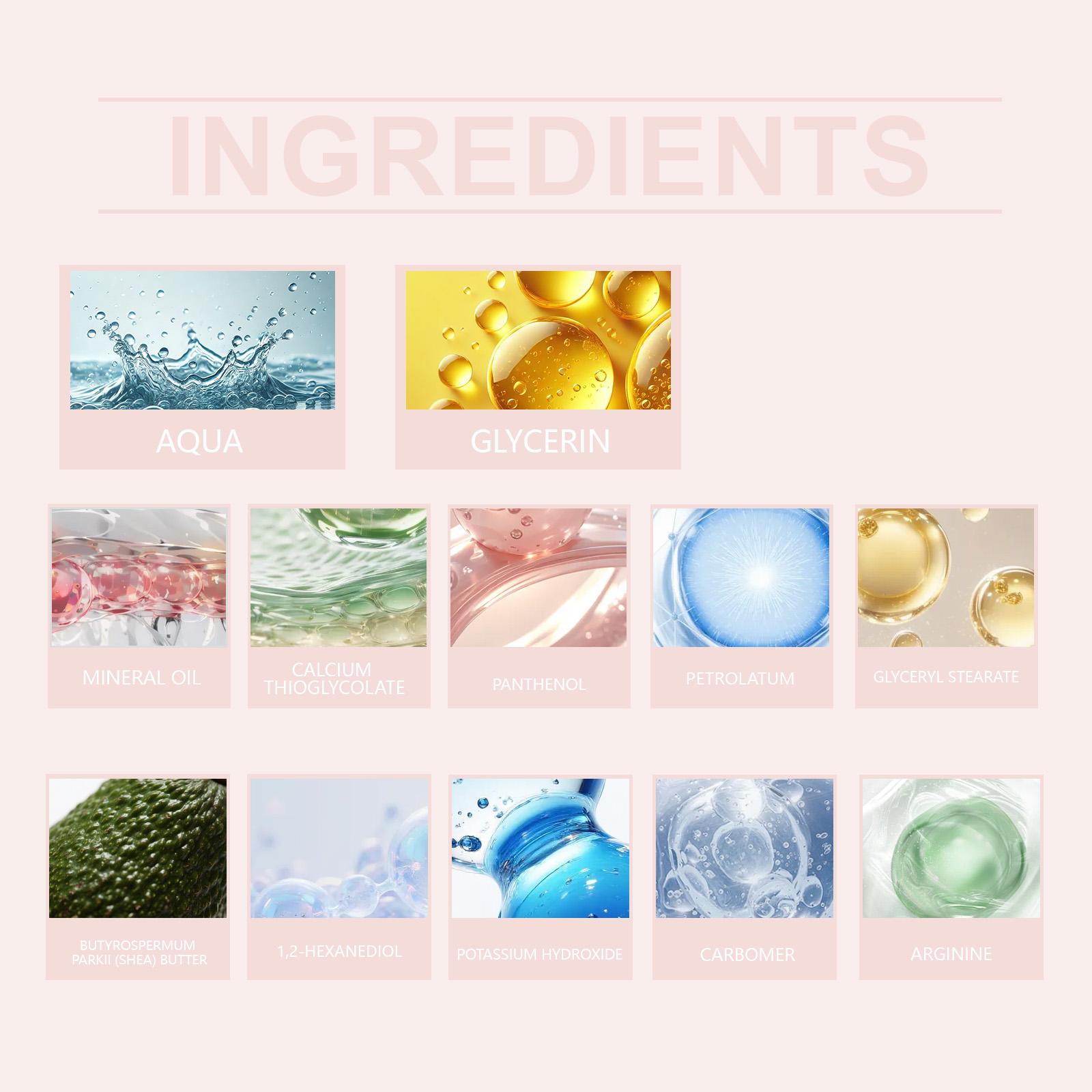 The Body Hair Removal Cream Is Gentle, Clean, Smooth And Fine. It Removes Hair From The Body Skin Without Irritation, Providing A Moist, Comfortable And Refreshing Feeling