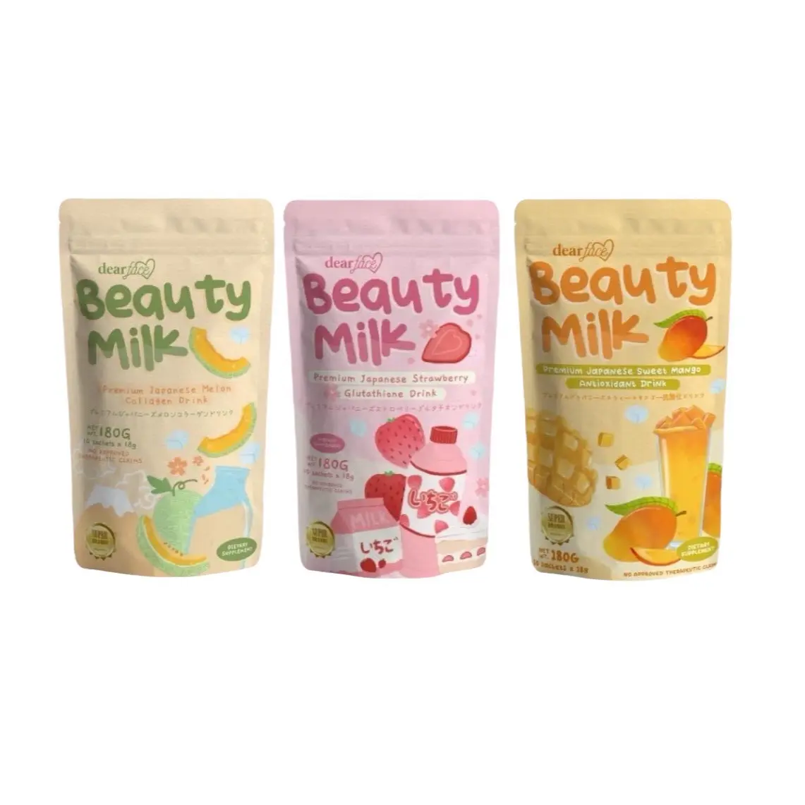 Dear Face Beauty Milk Collagen Glutathione Drink Powder - 10 Sachets x 18g - TikTok Shop Dear Face Beauty Milk Collagen Glutathione Drink Powder - 10 Sachets x 18g - TikTok Shop