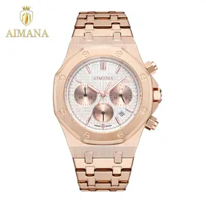AIMANA Fashion Multifunction Watch with Luminous Dial, Alloy Strap, Waterproof and Scratch-Resistant Design, 42mm Case, Elegant Gift.