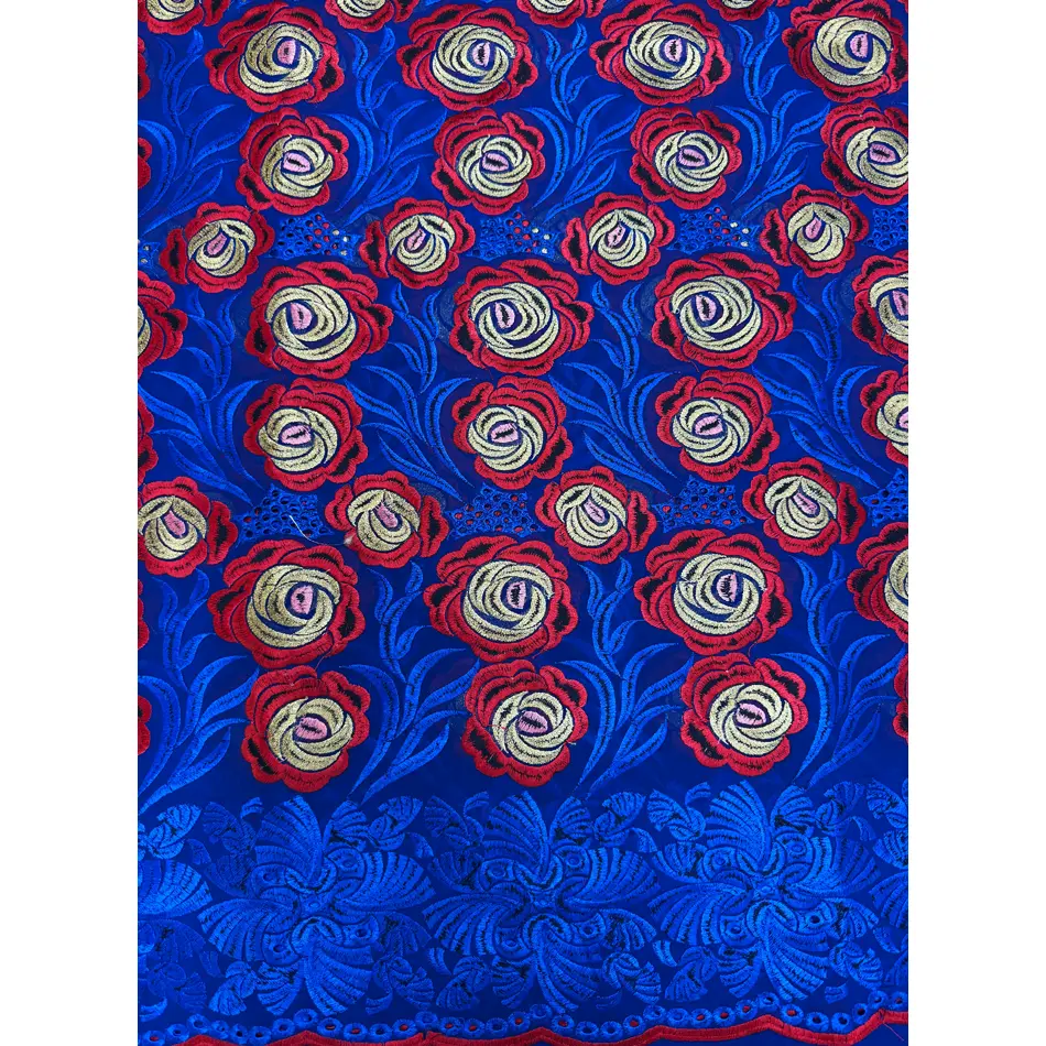 Swiss Cotton Voile Lace Fabric - 5yd, Shimmering Touch, Tiny Stone Accents, Available in Azure Blue, Red, Gold, Cotton Lace