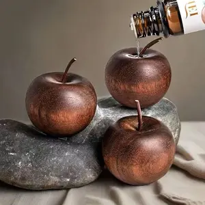 Natural Wooden Essential Oil Diffuser, Apple Shape, Wood Grain, Fire-Free, Auto System, Home, Car, Office, Air Freshener, Gift, Aromatherapy Oil Diffuser