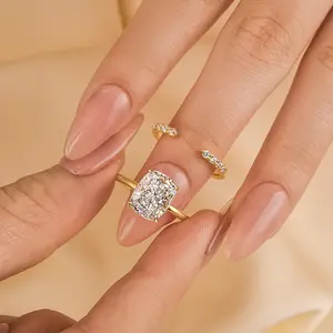 Maxine 4.0ct Cushion Cut 2PC Engagement Ring Set,5A Cubic Zirconia Wedding Ring Set,Women's Ring Jewelry,Promise Ring for Daily,Travel,Proposal,Birthday,Anniversary