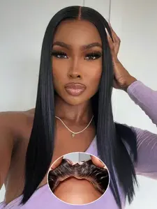 Women Straight Lace Front Wig 4x4 Pre Pulled with Baby Hair 180% Density, Glueless Wear & Go Design, Ideal for Christmas & New Year Parties, Lace Frontal Wigs
