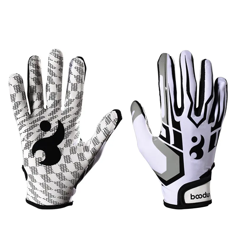 Adults Receiver Gloves with Silicone Palm, Full-Finger Breathable Fabric for Superior Non-Slip Grip, All-Weather Football, Baseball & Softball