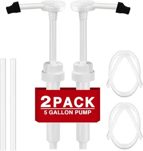 2 Pack 5 Gallon Pump Dispenser 38-400 1 oz Dispenser Pump for Large Gallon Bucket with 50cm Extended Tube, Cap to Avoid Dripping,  for Shampoo, Conditioner, Bleach Liquid, Laundry, Detergent, Oil
