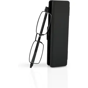 Flat Folding Reading Glasses With Compact Case For Women and Men, Slim, Foldable Frame Eyeglasses