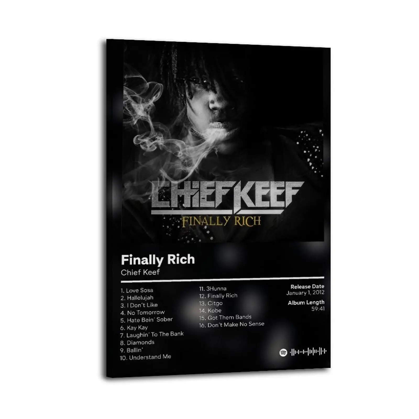 Chief Keef Finallly Rich Art Poster - Wood Box-Included Home Decor for Kitchen, Dining Room, Living Room Canvas Wall Art Decoration