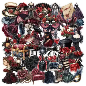 Masquerade Ball Series Sticker, 50pcs/set Creative Decorative Sticker, DIY Decals for Scrapbooking, Journaling, Water Bottle, Laptop, Phone Case, Screen Protector, Decoration