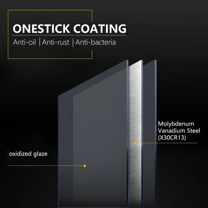 6 Piece Kitchen Knife Set, Chef Knife Set, Black Kitchen Knife Set Sharp Meat Knives, Non-Stick Stainless Steel, Chopping Block Ceramic