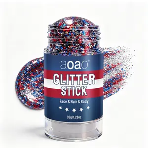 July 4th Glitter Stick, Blue Body and Hair Glitter, Perfect for Independence Day Party, Holiday Makeup, Football World Cup USA Makeup，World Cup Usa Team Glitter Stick