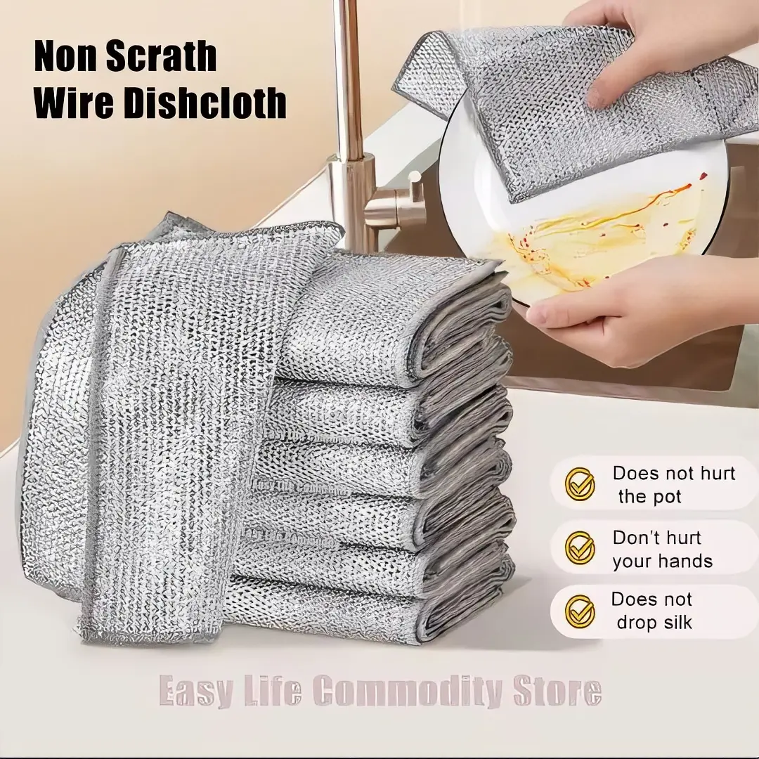 Reusable Wire Dishwashing Cloths Microfiber Non-Woven Fabric 10-Piece Pack Eco-Friendly Quick-Drying Durable