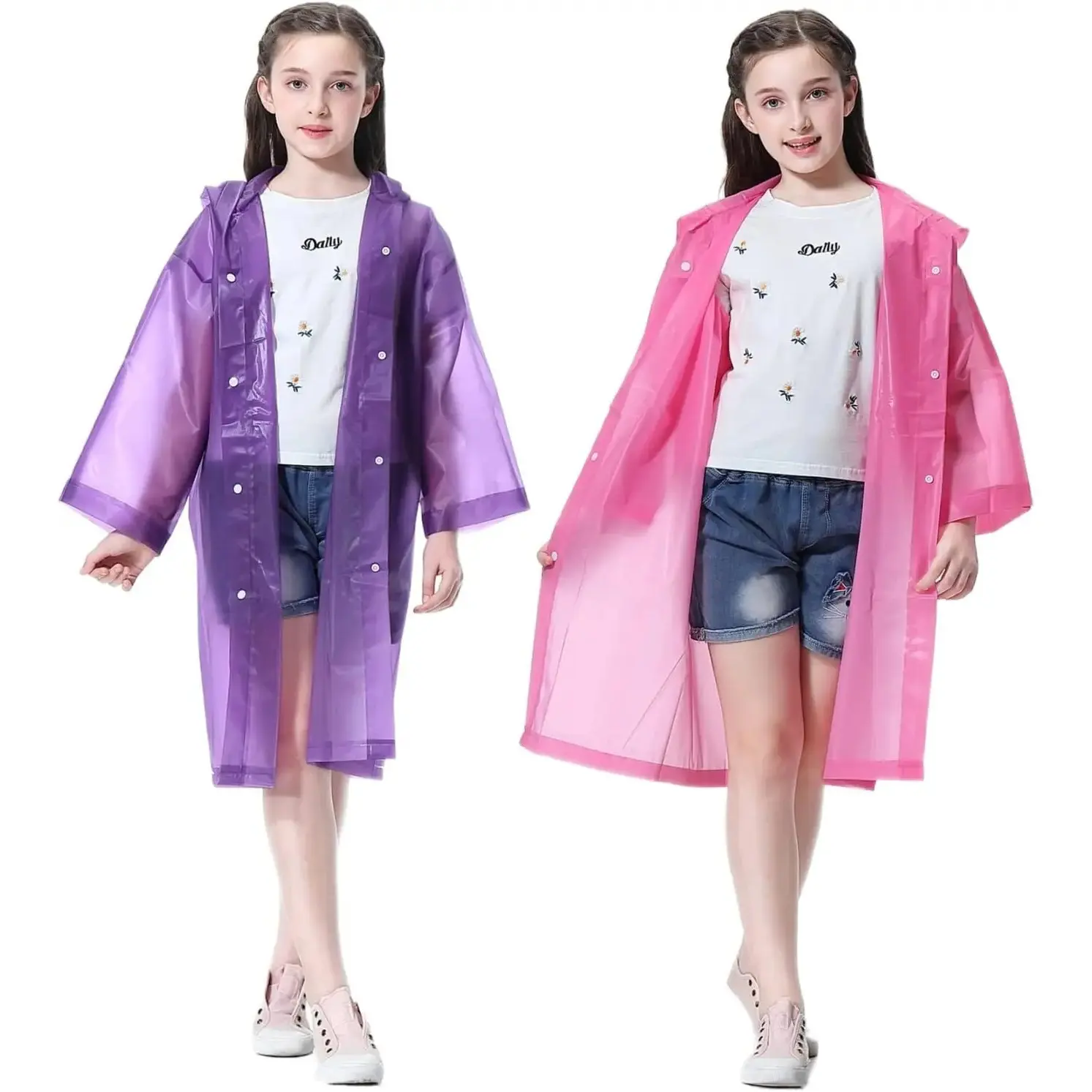 Rain Poncho for  Raincoat, 2-5 Pack  EVA Rain Coats for 6-14 Boys Girls, Rain Jackets Gear with Hood
