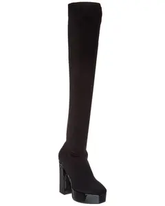 Jimmy Choo Giome 140 Knit & Patent Platform Over-The-Knee Boot