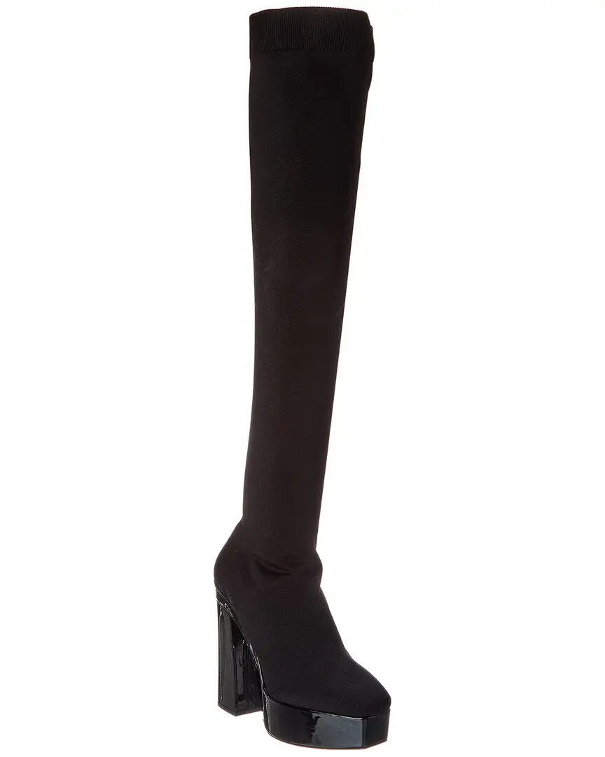 Jimmy Choo Giome 140 Knit & Patent Platform Over-The-Knee Boot