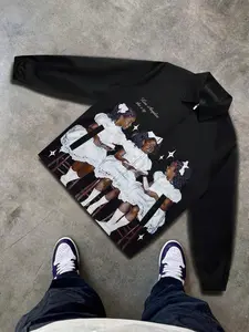 Men's Casual Street Vintage Style Streetwear, Angel Printed Zip Front Rave Jacket, Spring & Fall Fitted Graphic Long Sleeve