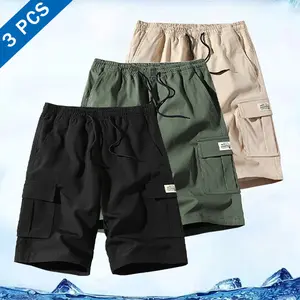 Men's 3-Pack Lightweight Athletic Shorts - Breathable & Sweat-Wicking, Drawstring Waistband, Zipper Pockets Perfect for Everyday Wear & Hot Weather